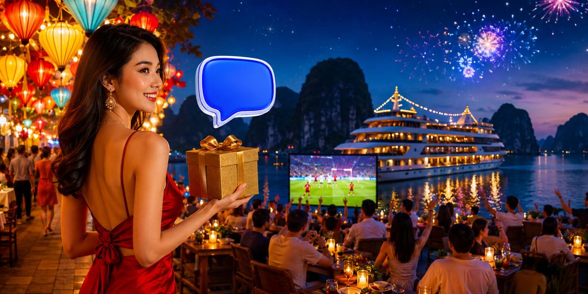 Người dùng theo dõi kèo bóng đá và nhận hoàn tiền tại khu chợ đêm Vịnh Hạ Long qua 5w1h